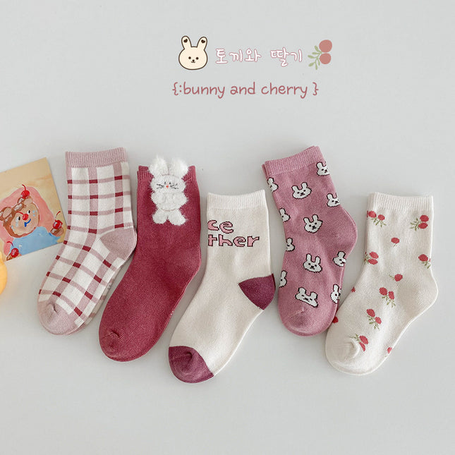 Wholesale 5 Pairs Kids Autumn Cartoon Cotton Cute Socks