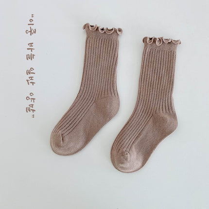 Wholesale 2 Pairs Kids Autumn Combed Cotton Edge Mid-calf Socks