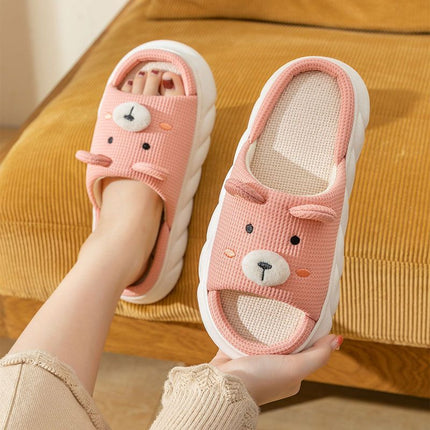 Wholesale Home Non-slip Cute Cotton and Linen Thick-soled Slippers