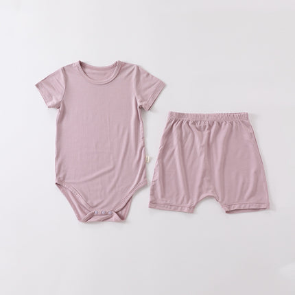 Wholesale Toddler Baby Summer Solid Color Bodysuit Shorts Set