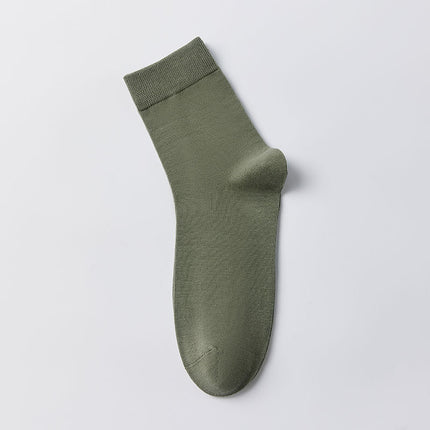 Men's Spring Autumn Sweat-Absorbent Antibacterial Solid Color Long-Tube Cotton Socks