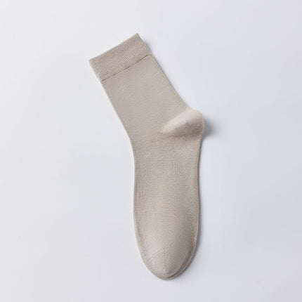 Men's Spring Autumn Sweat-Absorbent Antibacterial Solid Color Long-Tube Cotton Socks