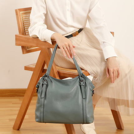 Women's Genuine Leather Large Capacity Handbag Soft Leather Shoulder Crossbody Bag Tote Bag 