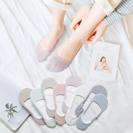 Wholesale Women's Spring Summer Thin Cotton Non-slip Solid Color Boat Socks