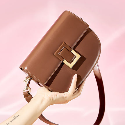 Women's Crossbody Saddle Bag Autumn and Winter Light Luxury Leather Shoulder Bag