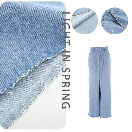 Wholesale Ladies Denim Skirt Spring Summer Washed Light Blue Slit Long Skirt