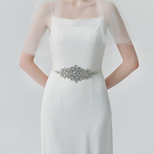 Bridal Wedding Dress Accessories Luxury Rhinestone Satin Belt