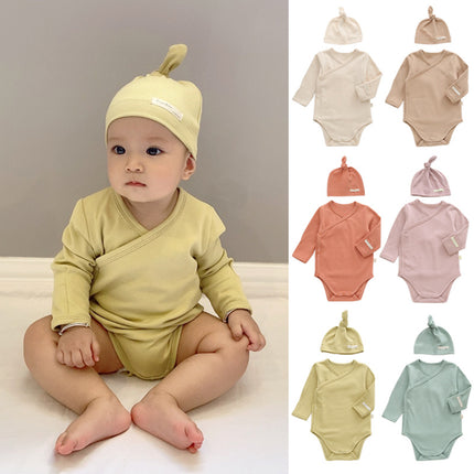 Newborn Baby Cotton Triangle Romper Side Buckle Tie Rope Side-snap