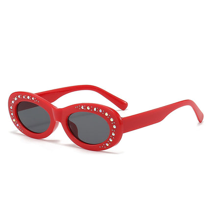 Women's Outdoor Cycling Sun Protection Trendy Fashionable Cat Eye Oval Dot Rhinestones Sunglasses