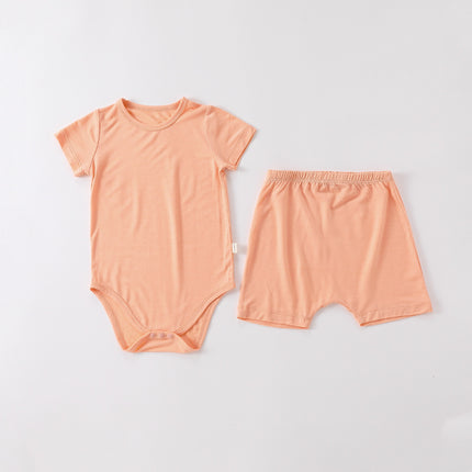 Wholesale Toddler Baby Summer Solid Color Bodysuit Shorts Set