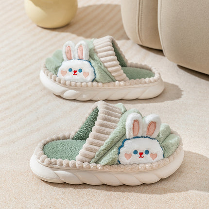 Wholesale Women's Winter Cute Cartoon Bow Rabbit Warm Faux Fur Slippers 