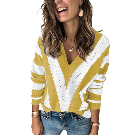 Wholesale Women's Fall Winter Plus Size Loose V-Neck Sweater