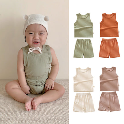 Wholesale Toddler Baby Thin Modal Vest Shorts Two-Piece Set