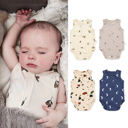 Newborn Summer Sleeveless Siamese Bodysuit Infant Cotton Triangle Romper