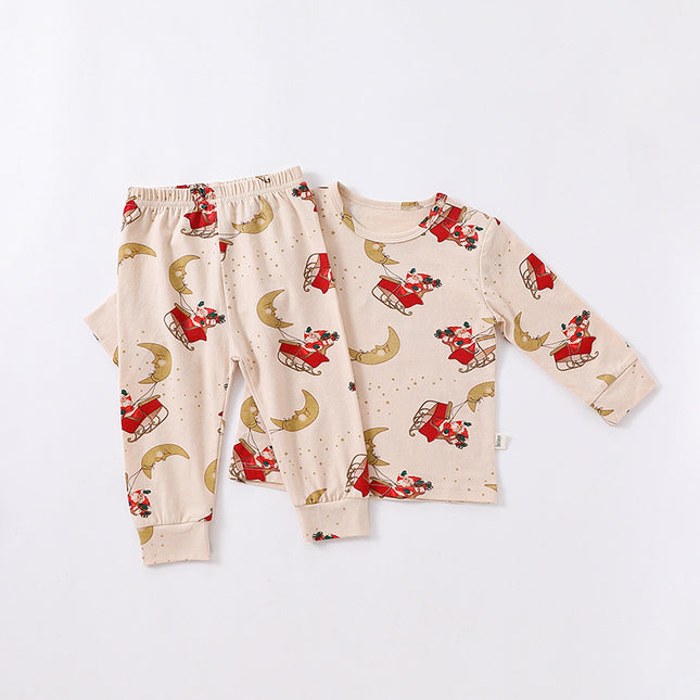 Wholesale Baby Christmas Two Piece Set Baby Long Johns Kids Cotton Printed Thermals