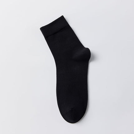 Men's Spring Autumn Sweat-Absorbent Antibacterial Solid Color Long-Tube Cotton Socks