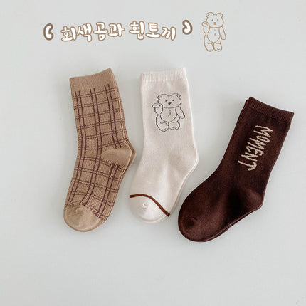 Wholesale 3 Pairs Kids Autumn Cartoon Mid-tube Cotton Cute Socks