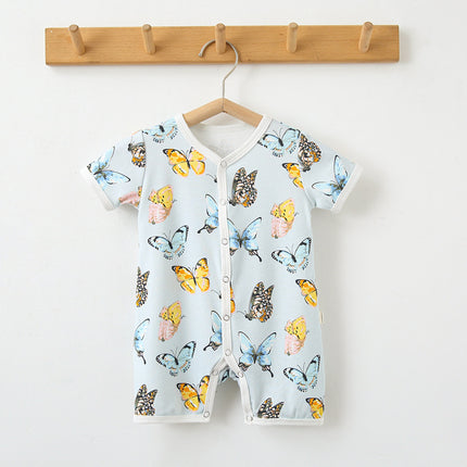 Newborn Baby Summer Thin Short-sleeved Romper Cardigan Onesie