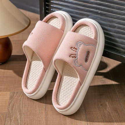 Wholesale Home Non-slip Cute Cotton and Linen Thick-soled Slippers