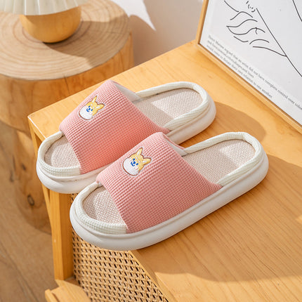 Wholesale Home Non-slip Cute Cotton and Linen Thick-soled Slippers