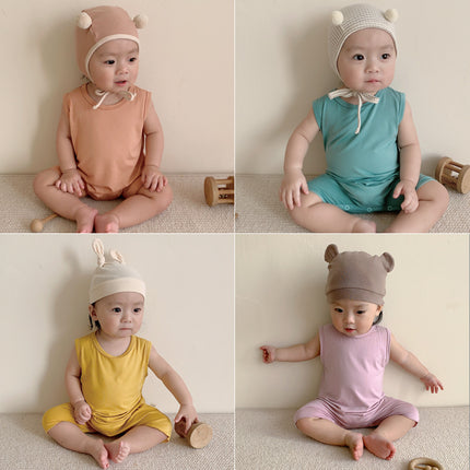 Newborn Baby Summer Modal Thin Sleeveless Vest Shorts Romper