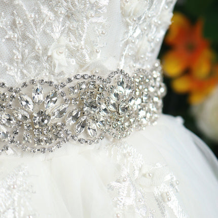 Ribbon Bridal Wedding Dress Belt High-end Rhinestone Hand-sewn Girdle Wedding Dress Accessories