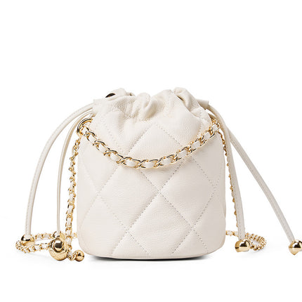 Women's High-end Chain Leather Mini Bag Crossbody Bucket Bag