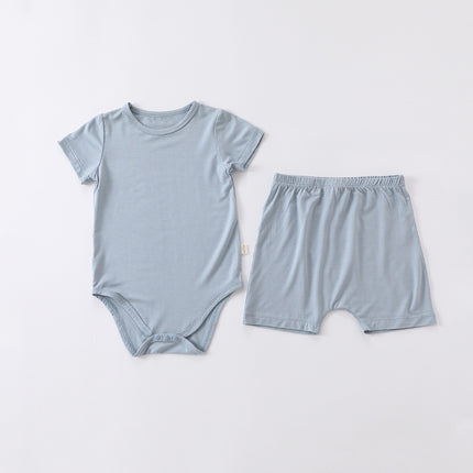 Wholesale Toddler Baby Summer Solid Color Bodysuit Shorts Set