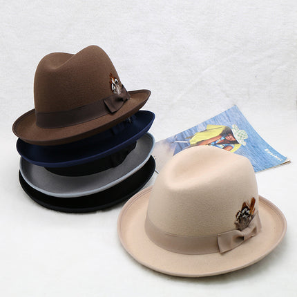 Wholesale Men's and Women's Woolen Concave Shape Warm Jazz Hats 