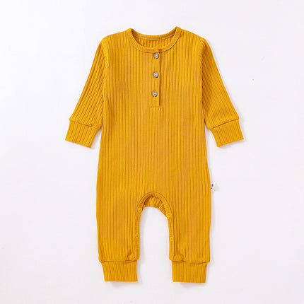 Newborn Baby Spring Jumpsuit Long Sleeve Solid Color Cotton Romper