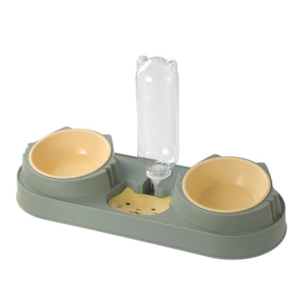 Pet Cat Bowl Automatic Drinking Dog Food Bowl Feeding Double Bowl Pet Cat Neck Protection Bowl