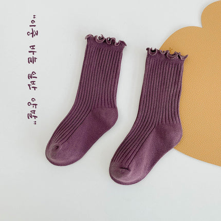 Wholesale 2 Pairs Kids Autumn Combed Cotton Edge Mid-calf Socks