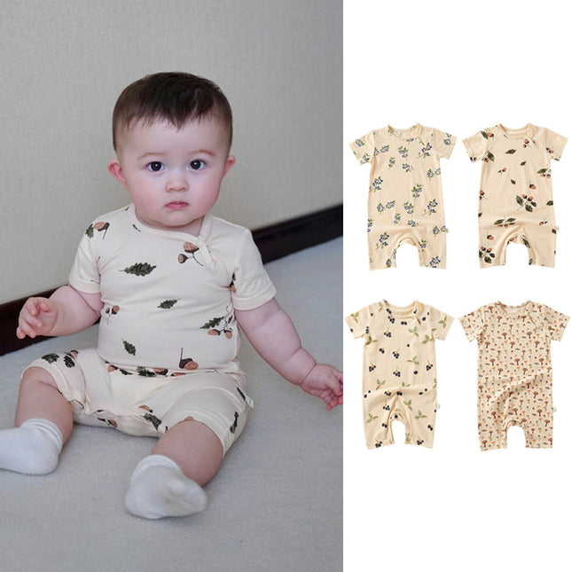 Newborn Baby Boxer Romper Infant Summer Cotton Printed Thin Onesie