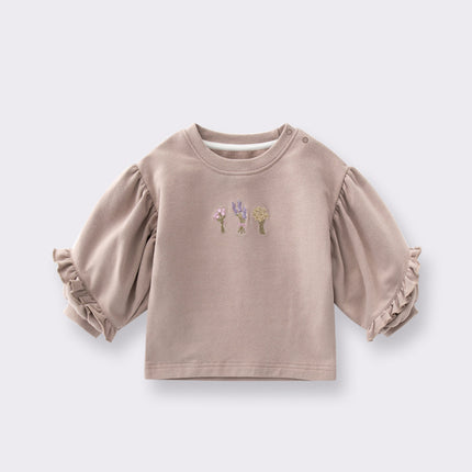 Infant Baby Spring Trumpet Sleeves Loose Round Neck Hoodies