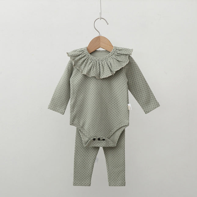 Wholesale Newborn Romper Baby Clothes Infant Cotton Polka Dot Long-sleeved Pants Two-piece Set