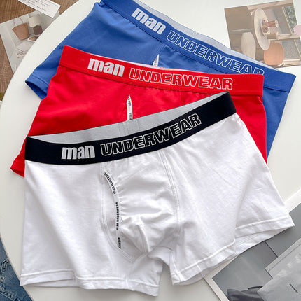 Men's Pure Cotton Breathable Mid-rise Sporty and Cute Boxer Briefs