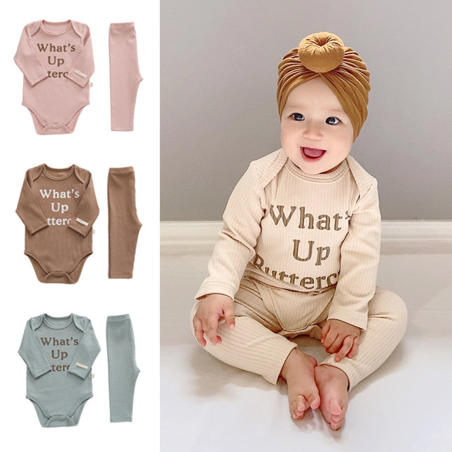 Wholesale Spring Infants and Children Two-piece Set Cotton Printed Long-sleeved Romper for Newborns