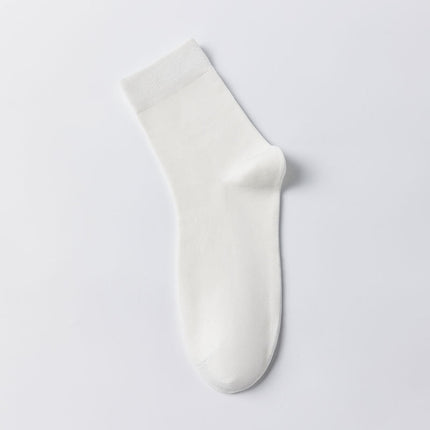 Men's Spring Autumn Sweat-Absorbent Antibacterial Solid Color Long-Tube Cotton Socks