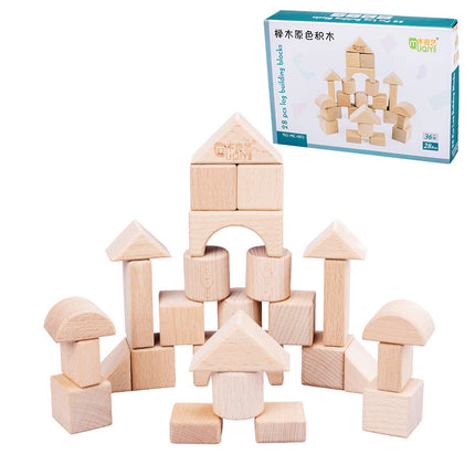 Children's Beech Pyramid Ladder Large Rainbow Building Blocks Assembly Toy