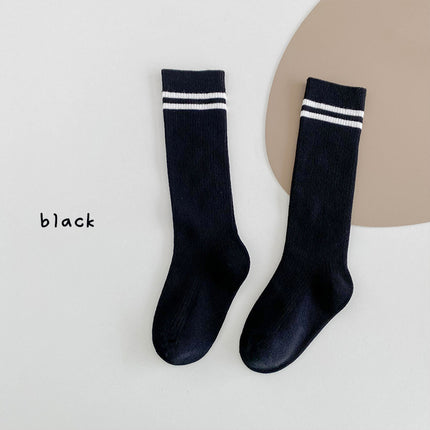 Wholesale Autumn Parallel Striped Calf Socks Cotton Girls Socks