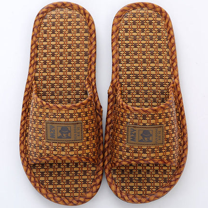 Wholesale Men's Summer Rattan Woven Bamboo Linen Non-slip Soft-soled Slippers