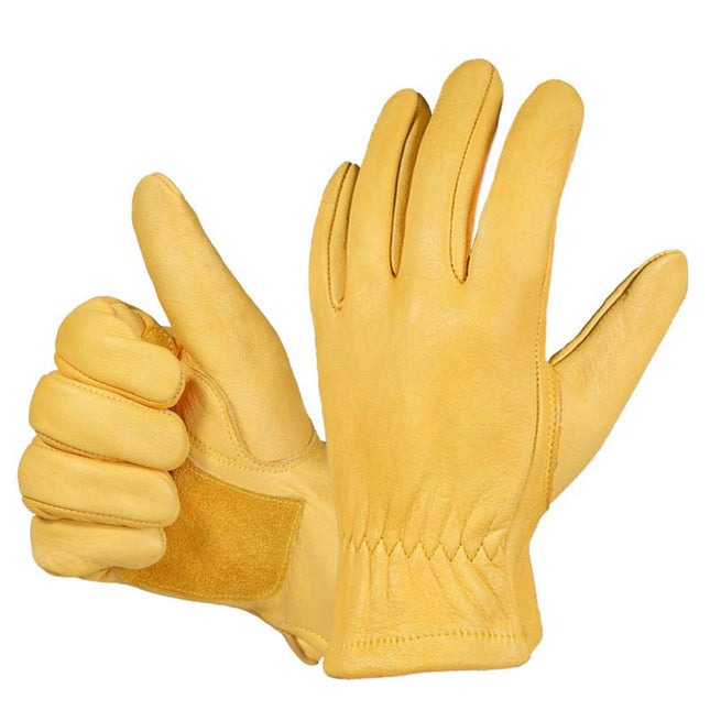 Wholesale Yellow Cowhide Motorcycle Outdoor Riding Sports Leather Anti-slip Gloves