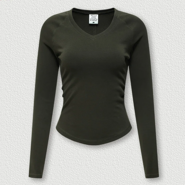 Women's Fall/Winter Raglan V-neck Long Sleeve T-shirt