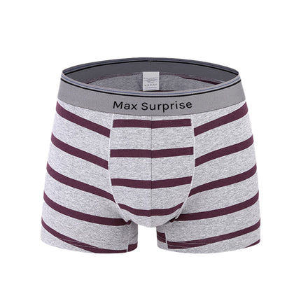 4 Packs M-3XL Men's Comfortable Cotton Stretch Striped Boxer Briefs Underwear