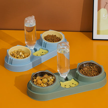 Pet Cat Bowl Automatic Drinking Dog Food Bowl Feeding Double Bowl Pet Cat Neck Protection Bowl