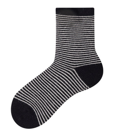 Wholesale Women's Winter Warm Rhombus Love Embroidery Mid-calf Wool Striped Socks