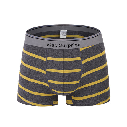 4 Packs M-3XL Men's Comfortable Cotton Stretch Striped Boxer Briefs Underwear