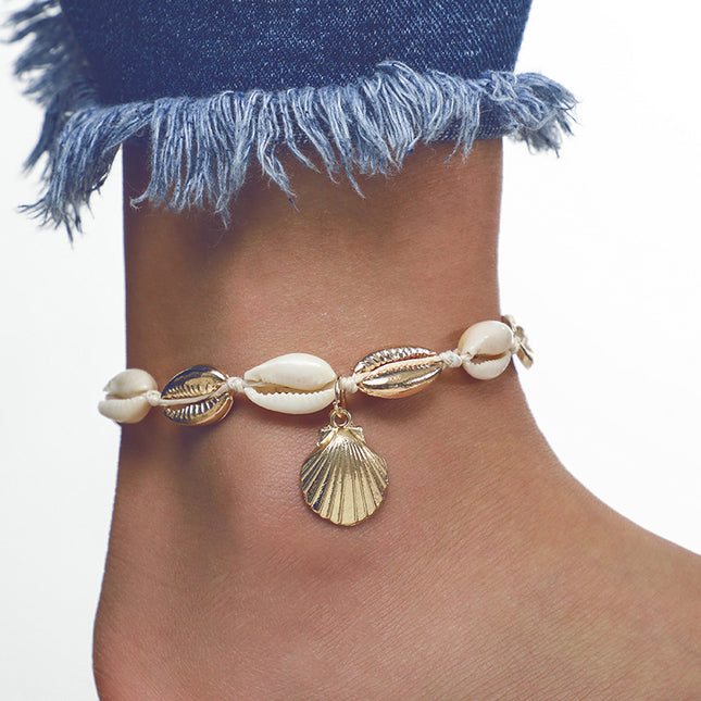 Conch Metal Shell Pendant Metal Cord Anklet