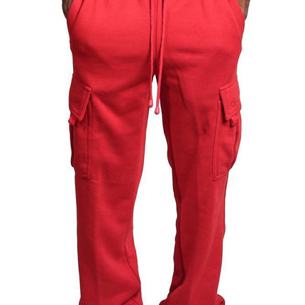 Pantalones deportivos de bolsillo de color sólido con cintura elástica y cordón para hombre