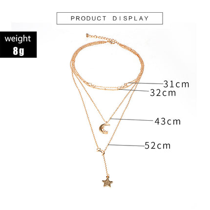 Moon Pentagram Multilayer Necklace